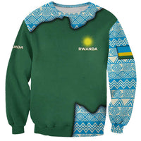 Rwanda Sweatshirt with Green Nature Map Waterfall Sunburst Spirit