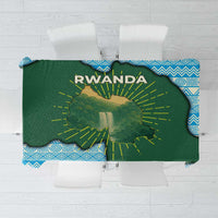 Rwanda Tablecloth with Green Nature Map Waterfall Sunburst Spirit