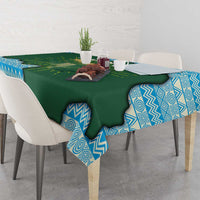 Rwanda Tablecloth with Green Nature Map Waterfall Sunburst Spirit