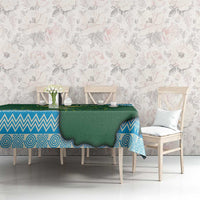 Rwanda Tablecloth with Green Nature Map Waterfall Sunburst Spirit