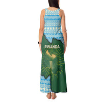 Rwanda Tank Maxi Dress with Green Nature Map Waterfall Sunburst Spirit