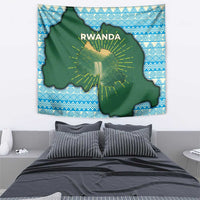 Rwanda Tapestry with Green Nature Map Waterfall Sunburst Spirit