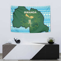 Rwanda Tapestry with Green Nature Map Waterfall Sunburst Spirit