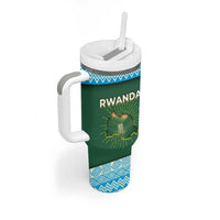 Rwanda Tumbler With Handle with Green Nature Map Waterfall Sunburst Spirit