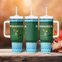 Rwanda Tumbler With Handle with Green Nature Map Waterfall Sunburst Spirit