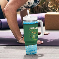 Rwanda Tumbler With Handle with Green Nature Map Waterfall Sunburst Spirit