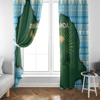 Rwanda Window Curtain with Green Nature Map Waterfall Sunburst Spirit