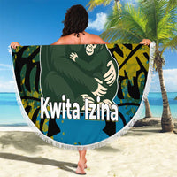 Rwanda Beach Blanket with Gorilla Family Kwita Izina Leaf Jungle Spirit