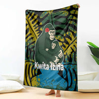 Rwanda Blanket with Gorilla Family Kwita Izina Leaf Jungle Spirit