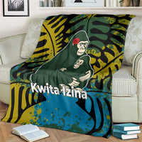 Rwanda Blanket with Gorilla Family Kwita Izina Leaf Jungle Spirit