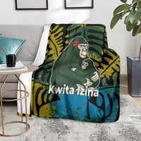 Rwanda Blanket with Gorilla Family Kwita Izina Leaf Jungle Spirit