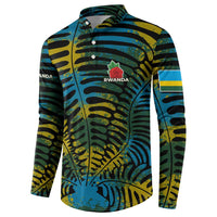 Rwanda Button Sweatshirt with Gorilla Family Kwita Izina Leaf Jungle Spirit