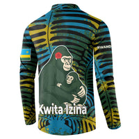 Rwanda Button Sweatshirt with Gorilla Family Kwita Izina Leaf Jungle Spirit