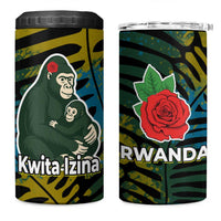 Rwanda 4 in 1 Can Cooler Tumbler with Gorilla Family Kwita Izina Leaf Jungle Spirit