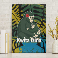 Rwanda Canvas Wall Art with Gorilla Family Kwita Izina Leaf Jungle Spirit