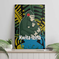 Rwanda Canvas Wall Art with Gorilla Family Kwita Izina Leaf Jungle Spirit
