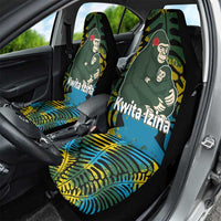 Rwanda Car Seat Cover with Gorilla Family Kwita Izina Leaf Jungle Spirit