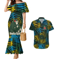 Rwanda Couples Matching Mermaid Dress and Hawaiian Shirt with Gorilla Family Kwita Izina Leaf Jungle Spirit
