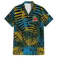 Rwanda Family Matching Off The Shoulder Long Sleeve Dress and Hawaiian Shirt with Gorilla Family Kwita Izina Leaf Jungle Spirit