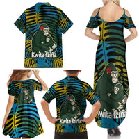 Rwanda Family Matching Summer Maxi Dress and Hawaiian Shirt with Gorilla Family Kwita Izina Leaf Jungle Spirit