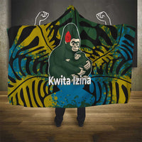 Rwanda Hooded Blanket with Gorilla Family Kwita Izina Leaf Jungle Spirit