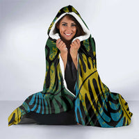 Rwanda Hooded Blanket with Gorilla Family Kwita Izina Leaf Jungle Spirit