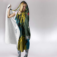 Rwanda Hooded Blanket with Gorilla Family Kwita Izina Leaf Jungle Spirit