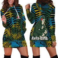 Rwanda Hoodie Dress with Gorilla Family Kwita Izina Leaf Jungle Spirit