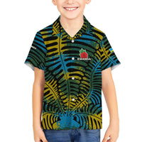 Rwanda Kid Hawaiian Shirt with Gorilla Family Kwita Izina Leaf Jungle Spirit