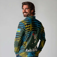 Rwanda Long Sleeve Polo Shirt with Gorilla Family Kwita Izina Leaf Jungle Spirit