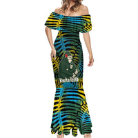 Rwanda Mermaid Dress with Gorilla Family Kwita Izina Leaf Jungle Spirit