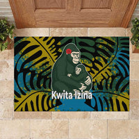 Rwanda Rubber Doormat with Gorilla Family Kwita Izina Leaf Jungle Spirit