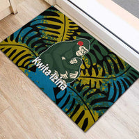 Rwanda Rubber Doormat with Gorilla Family Kwita Izina Leaf Jungle Spirit