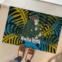 Rwanda Rubber Doormat with Gorilla Family Kwita Izina Leaf Jungle Spirit