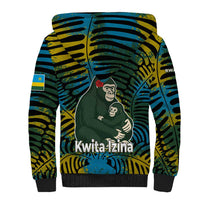Rwanda Sherpa Hoodie with Gorilla Family Kwita Izina Leaf Jungle Spirit