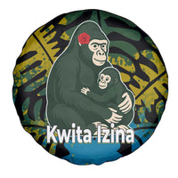 Rwanda Spare Tire Cover with Gorilla Family Kwita Izina Leaf Jungle Spirit