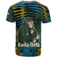 Rwanda T Shirt with Gorilla Family Kwita Izina Leaf Jungle Spirit