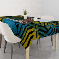 Rwanda Tablecloth with Gorilla Family Kwita Izina Leaf Jungle Spirit