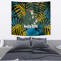 Rwanda Tapestry with Gorilla Family Kwita Izina Leaf Jungle Spirit