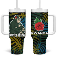 Rwanda Tumbler With Handle with Gorilla Family Kwita Izina Leaf Jungle Spirit