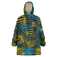 Rwanda Wearable Blanket Hoodie with Gorilla Family Kwita Izina Leaf Jungle Spirit