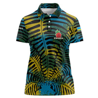 Rwanda Women Polo Shirt with Gorilla Family Kwita Izina Leaf Jungle Spirit