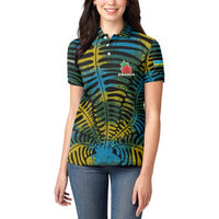 Rwanda Women Polo Shirt with Gorilla Family Kwita Izina Leaf Jungle Spirit