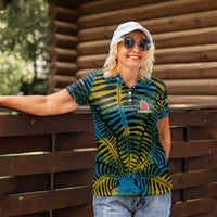 Rwanda Women Polo Shirt with Gorilla Family Kwita Izina Leaf Jungle Spirit