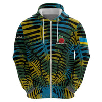 Rwanda Zip Hoodie with Gorilla Family Kwita Izina Leaf Jungle Spirit
