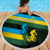 Rwanda Beach Blanket with Tour du Rwanda Cycling Race Flag Stripe Spirit