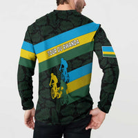 Rwanda Button Sweatshirt with Tour du Rwanda Cycling Race Flag Stripe Spirit