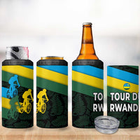 Rwanda 4 in 1 Can Cooler Tumbler with Tour du Rwanda Cycling Race Flag Stripe Spirit