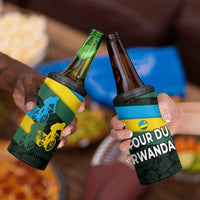Rwanda 4 in 1 Can Cooler Tumbler with Tour du Rwanda Cycling Race Flag Stripe Spirit