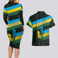 Rwanda Couples Matching Long Sleeve Bodycon Dress and Hawaiian Shirt with Tour du Rwanda Cycling Race Flag Stripe Spirit